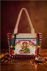 Orissa Pattachitra-Off-white-Canvas, Muslin, Polly Cotton-The Story Of Chandua Tote Bag